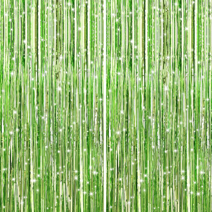 GCB 2Pack Black Metallic Tinsel Foil Fringe Curtains, Black Foil Curtain Backdrop, Photo Booth Props for Birthday Wedding Baby Shower Bachelorette Xmas Celebration Party Decorations Door Streamers