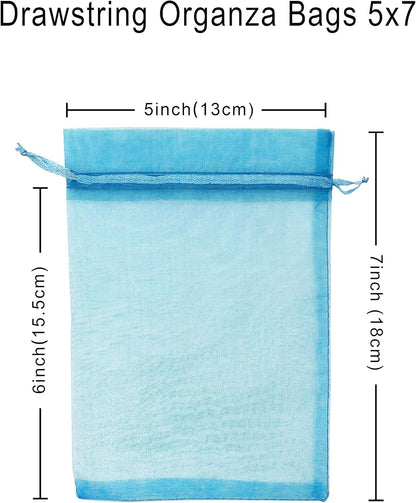 Jexila 120PCS Sheer Organza Bags 5X7 inches Mesh Drawstring Gift Bags Small for Jewelry Wedding Party Baby Shower Favor Bags (Rainbow )