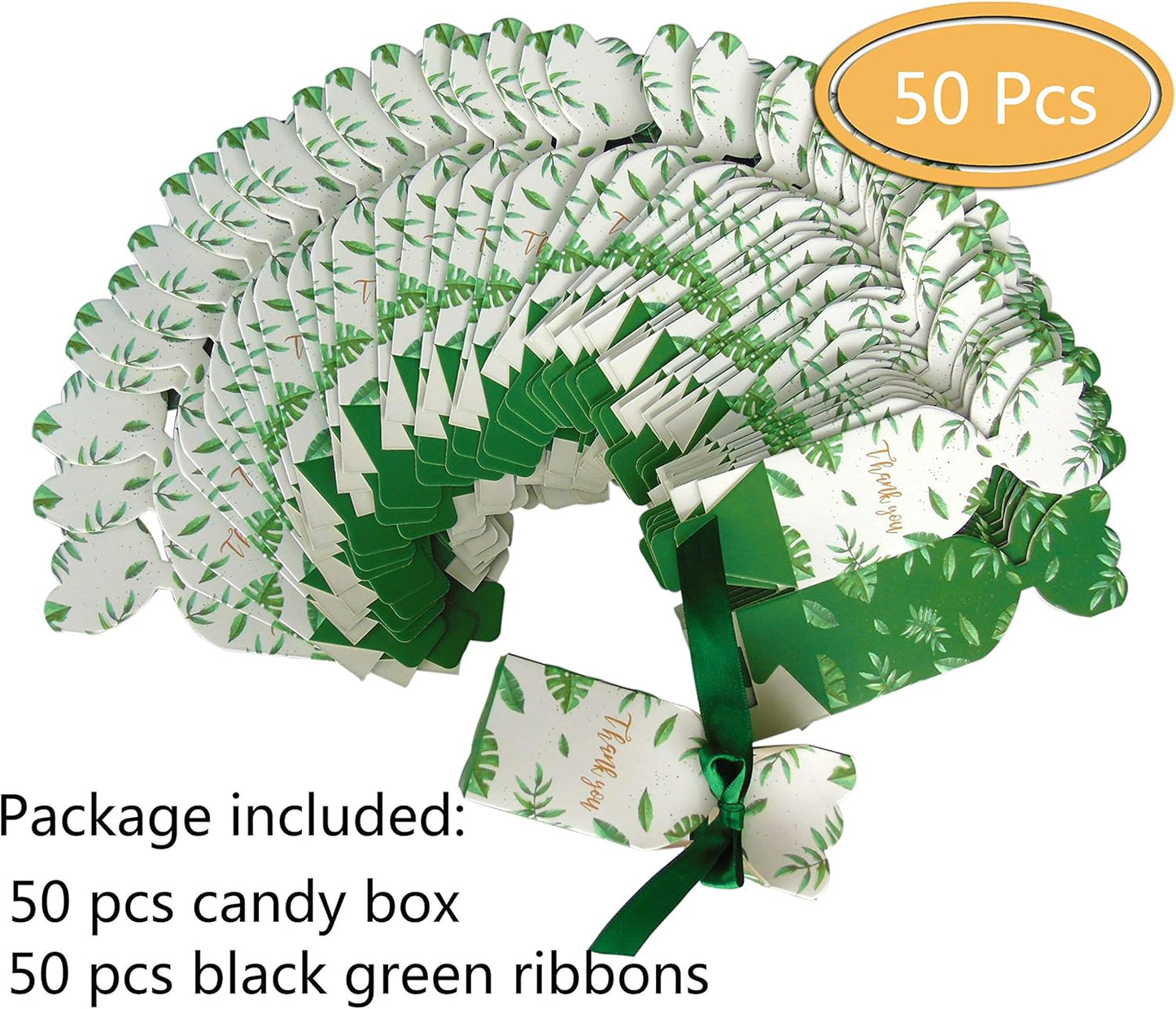 Lontenrea 50 Pcs Floral Pattern Candy Boxes Wedding Birthday Party Favor Gift Box with 50pcs Light Pink Ribbon
