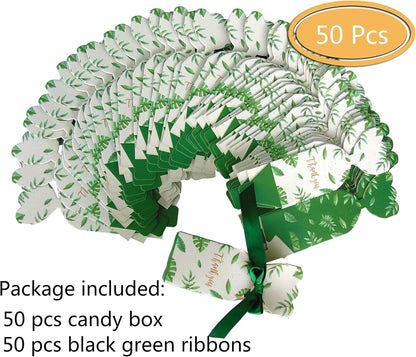 Lontenrea 50 Pcs Floral Pattern Candy Boxes Wedding Birthday Party Favor Gift Box with 50pcs Light Pink Ribbon