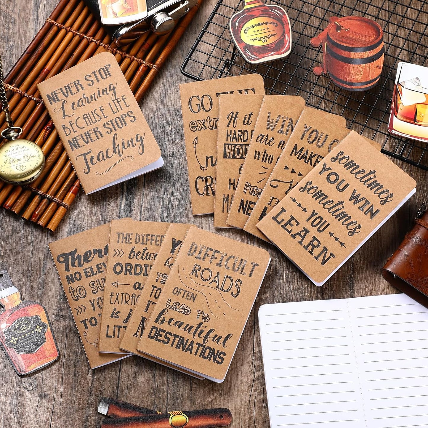Outus 24 Pieces Mini Inspirational Notepads Motivational Small Pocket Journal Notebook Inspiring Note Pads Gift for School Office Travel Coworkers Supplies, 12 Styles (Simple Style)