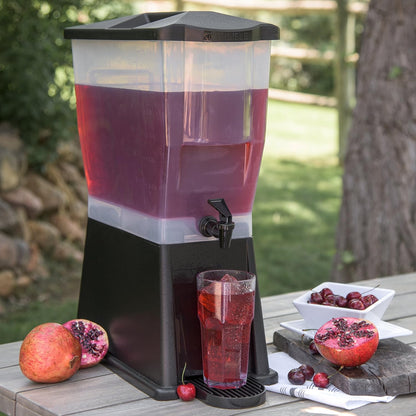 Carlisle FoodService Products Trimline Double Base Rectangular Beverage Dispensers with Spigot for Catering, Buffets, Restaurants, Polycarbonate (Pc), 2 x 3.5 Gallons, Black