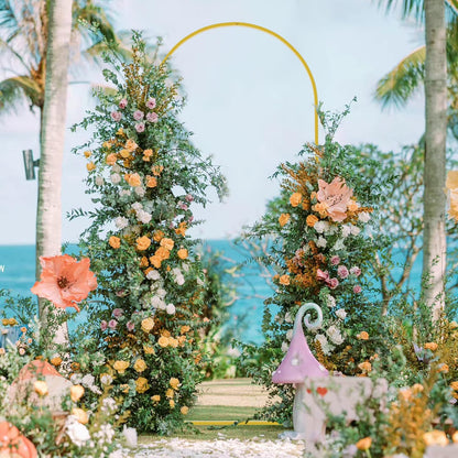 Wokceer 7.2 FT Wedding Arch Backdrop Stand and White Arch Cover, Metal Arch Stand with Arch Stand Cover for Birthday Party Wedding Ceremony Bridal Baby Shower Event Decor