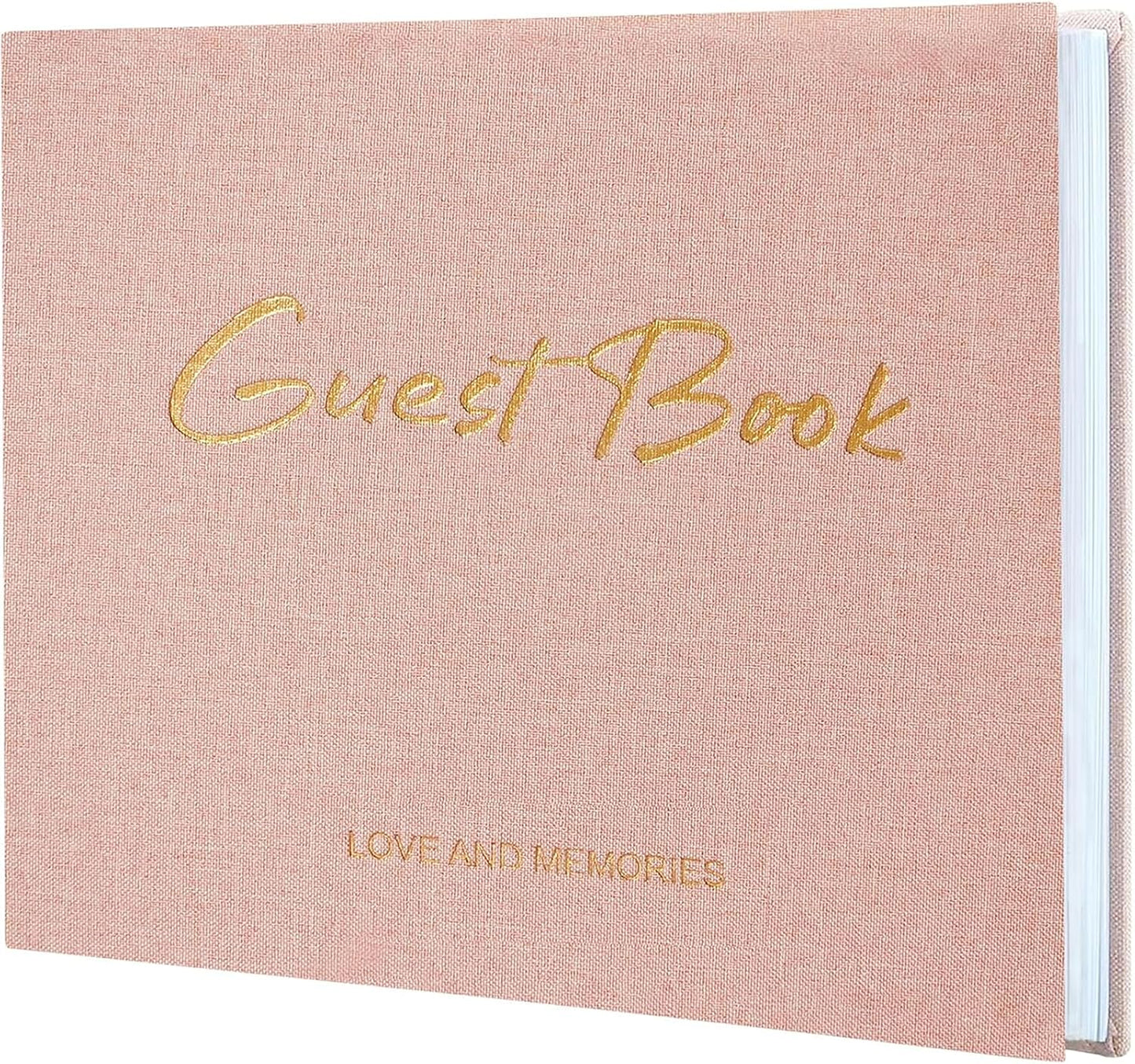Lankaiva Wedding Guest Book, Guest Book Wedding Reception - Classic Baby Shower Guest Book, 100 Blank Pages for Bridal Shower Birthday Graduation Sign in and Photos, Beige