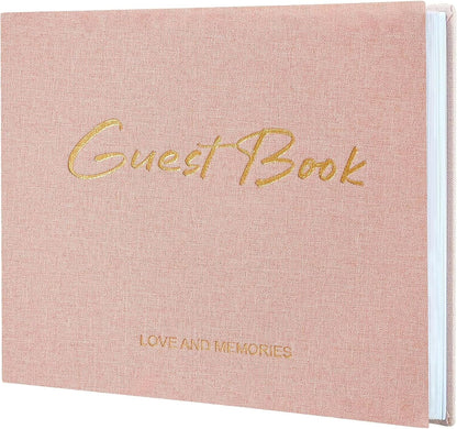Lankaiva Wedding Guest Book, Guest Book Wedding Reception - Classic Baby Shower Guest Book, 100 Blank Pages for Bridal Shower Birthday Graduation Sign in and Photos, Beige