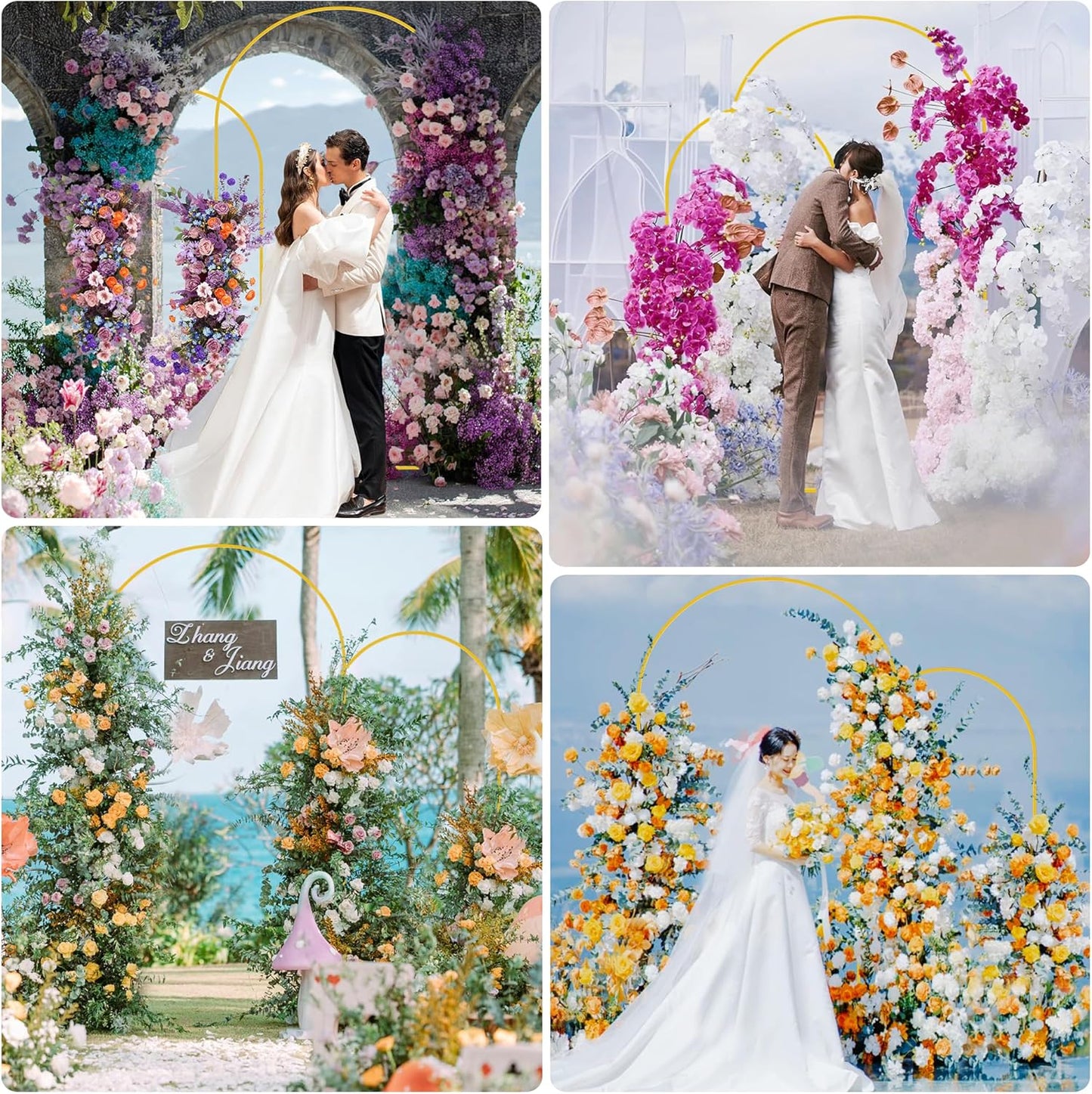 Wokceer Wedding Arch Backdrop Stand and Cover Set of 2 Metal Arch Stand with Arch Cover White 7.2FT, 6FT for Birthday Party Wedding Ceremony Bridal Baby Shower Event Decor