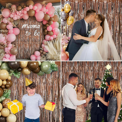 2 Pack Foil Curtain Backdrop Curtains Silver Tinsel Door Streamers Birthday Party Decorations Photo Booth Props for Disco Party Graduation Wedding Baby Shower Bachelorette Christmas Gender Reveal