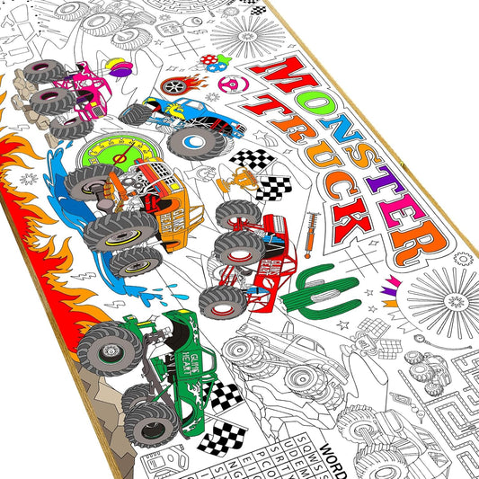 Naozinebi Monster Trucks Coloring Poster for Giant Coloring Poster Large Coloring Tablecloth Jumbo Monster Truck Wheels Coloring Activities Books Supplies for Classroom Home Birthday Party Favor