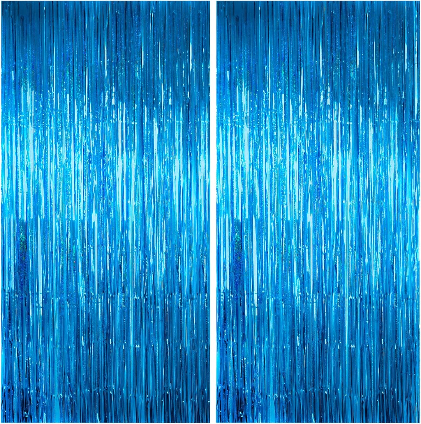 2 Pack Shiny Silver Tinsel Foil Fringe Curtains, 3.3ft x 6.6ft Iridescent Streamers Party Photo Backdrop for Birthday, Wedding, Engagement, Bachelorette Party Decoration