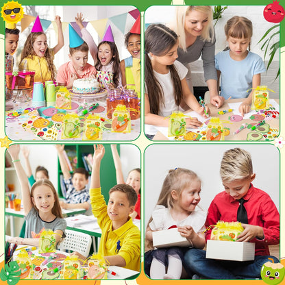 CY2SIDE Dinosaur Stationery Party Gift - 24 Pack Back to School Gifts Set Include 4-in-1 Ballpoint Pens Sticky Notes Stickers & Organza Dino Animal Party Favors Goodie Bag Fillers for Classroom Prizes