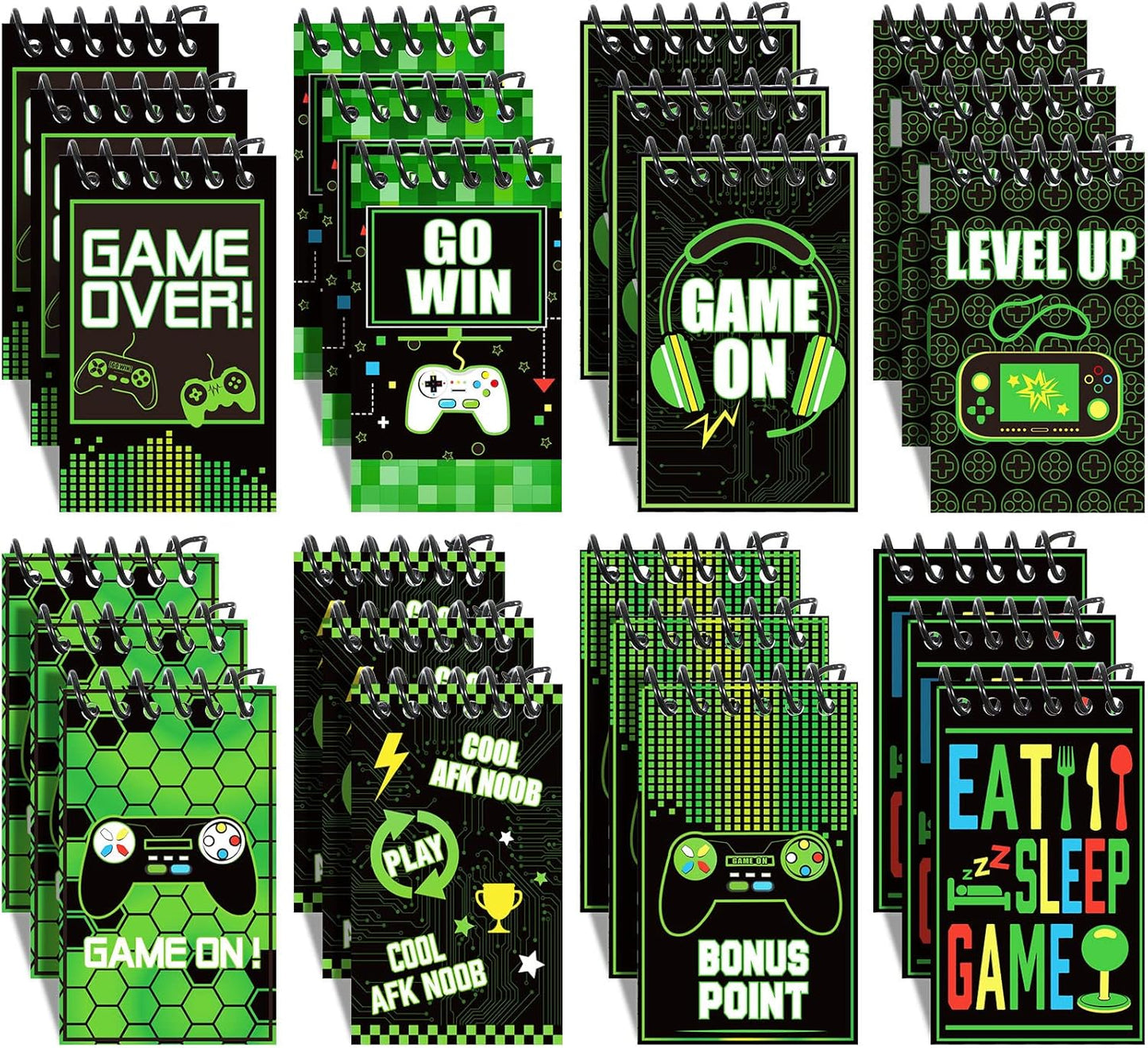 Marspark 24 Pieces Video Game Party Favors Mini Gaming Notepads Gamer Gaming Notepad Bulk Party Favors Supplies Mini Notepads Pack for Classroom Video Boys Girls Game Birthday