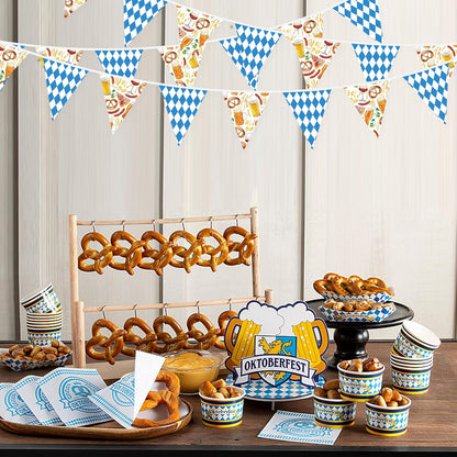 32Ft Dusty Blue Party Decorations Retro Blue Gingham Triangle Banner Flag Pennant Fabric Garland Streamers for Nautical Wedding Birthday Ahoy Achor Bridal Baby Shower Under The Sea Decor Supplies