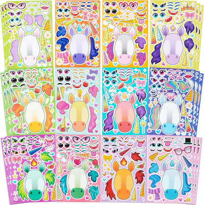 JOYIN 36 Sheets 9"x6" Make a face Stickers for Kids, Make Your Own Animal Stickers with Unicorn, Dinosaur, Sea and Safari Animals, Crafts Birthday Party Favors, Goodie Bags Classroom Activities