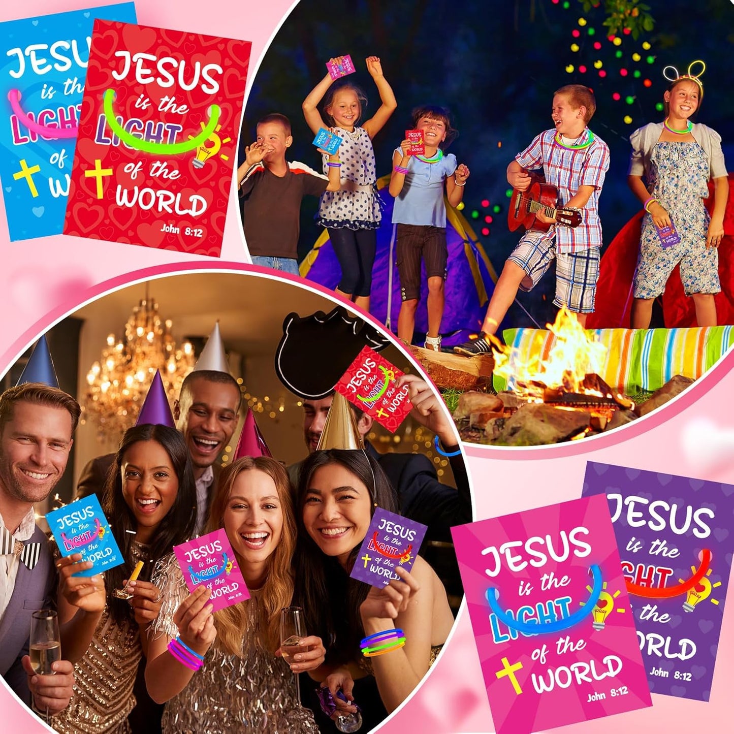 Haooryx Religious Glow Stick Bracelets Bulk - 36 Pack Lamp Bible Verse Glow Stick Bracelet with Gift Card Light up Toy for Kids VBS Sunday School Prizes Church Event Student Reward Birthday Party Gift