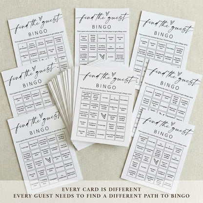 Minimalist Bridal Shower Bingo Cards, 25 Pcs Unique Bridal Bingo Game for Wedding Shower Parties and Guest Interaction - A01