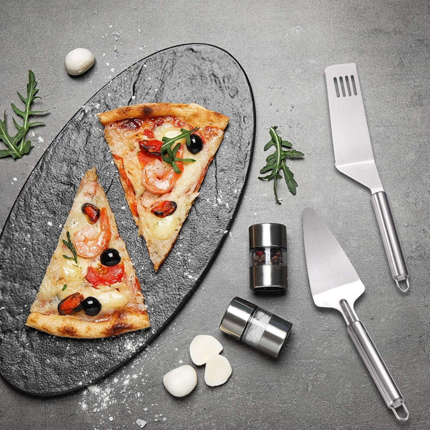Patelai 2 Pieces Pie Server Set Multi-function Stainless Steel Cake Spatula Knife Stainless, Cake Spatula for Pie Lasagna Cutting (Packing Enhanced Version)