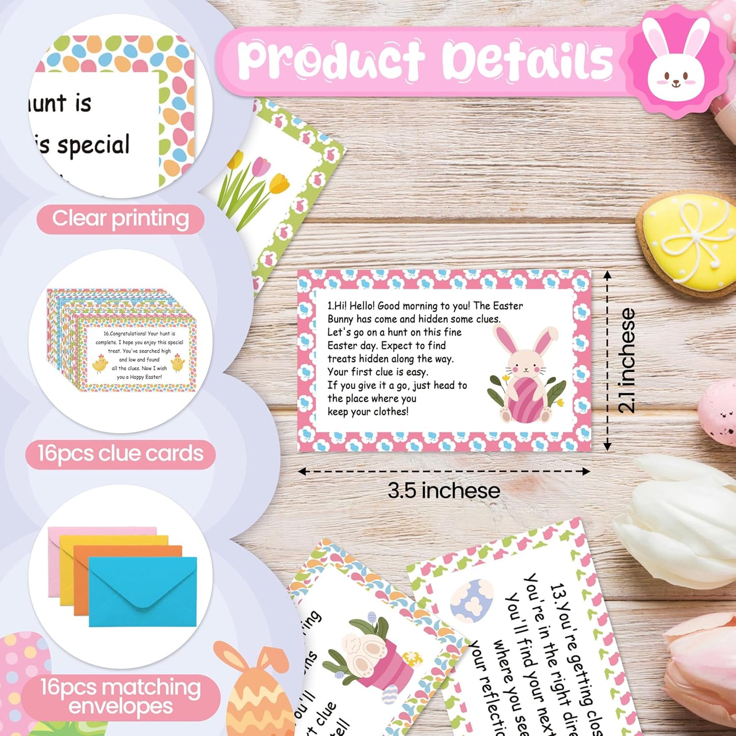 Nature Scavenger Hunt Cards, Bunny Easter Egg Hunt Clue Cards for Adults Family Friends, Spring Camping Treasure Riddle Party Game Indoor Activities - A01