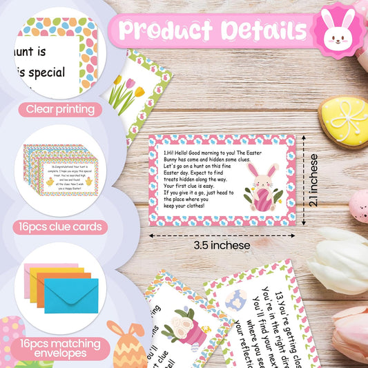 Nature Scavenger Hunt Cards, Bunny Easter Egg Hunt Clue Cards for Adults Family Friends, Spring Camping Treasure Riddle Party Game Indoor Activities - A01