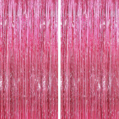 Black Fringe Curtain Party Streamers 2Pack 3.3x8.3 Ft Foil Fringe Backdrop Curtains for Birthday Wedding Bridal Baby Shower Halloween Decor Tinsel Streamers Black Party Decorations Door Streamers