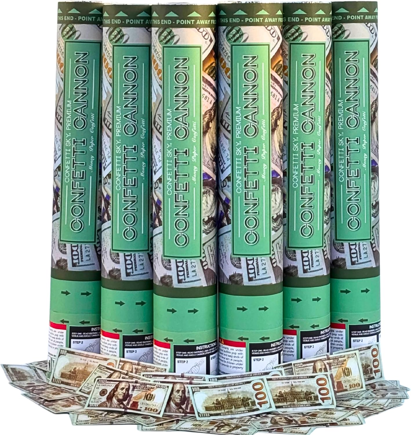 Confetti Sky [6 Pack] 12 Inch Confetti Cannons | Multicolor Confetti Poppers for Wedding Celebration, Birthday Party, Pranks, Graduation, Christmas Eve and New Year Celebration