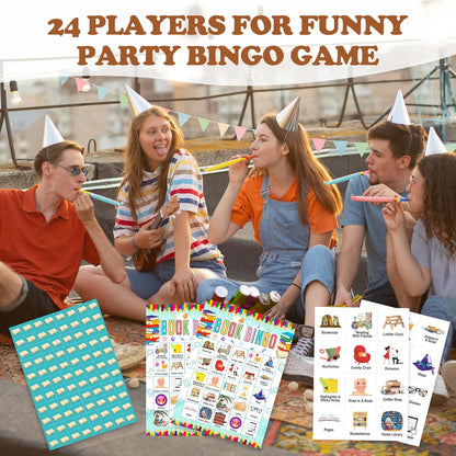 Book Bingo Game, Reading Party Bingo Cards Set, Read Themed Party Games Supplies for Book Lovers, Adults Family Friends Holiday Activities Favors Decorations for 24 Player, 01