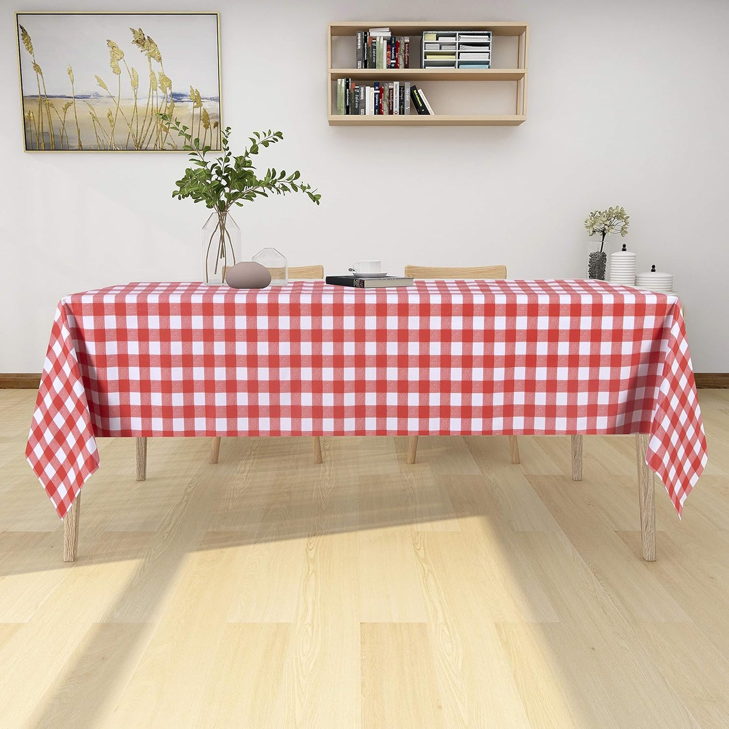 sancua Clear Plastic 100% Waterproof Tablecloth - 54 x 78 Inch - Vinyl PVC Rectangle Table Cloth Protector Oil Spill Proof Wipe Clean Table Cover for Dining Tables, Parties & Camping, Crystal Clear