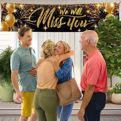 Welcome Banner - Black and Gold Welcome Home Decorations 6 x 1.3ft - Welcome Back Banner - We Missed You So Much