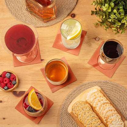 AH AMERICAN HOMESTEAD Cocktail Napkins-Disposable Beverage/Bar Napkins-White Linen-Like Square Napkins-Eco-Friendly & Compostable-Everyday Use, Party or Wedding 4.75inch x 4.75inch (100 Count, White)
