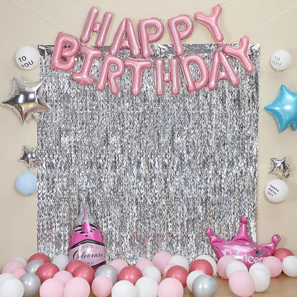 3 Pack Colorful Foil Fringe Curtain Backdrop - 6.6 x 3.3 ft Wavy Rainbow Tinsel Backdrop Curtain Metallic Streamers Iridescent Holiday Photo Booth Party Decorations