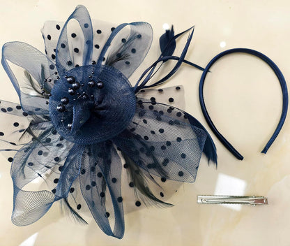 Fascinators Hat Women Tea Party Headband Flower Cocktail Mesh Feathers Hair Clip Kentucky Derby Hat Wedding
