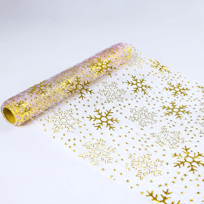 Snowkingdom 2 Pieces Gold Table Runner, Sequin Glitter Foil Metallic Thin Mesh Runner Roll 11"x108", Gold Table Decorations for Event Party, Wedding, Birthday Party, Christmas