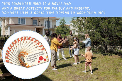Thanksgiving Party Games - Fall Pumpkin Scavenger Treasure Hunt Clues Cards, Thanksgiving Party Supplies Decorations (12 Cards With Colourful Envelopes)-02
