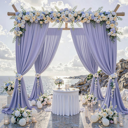 10 ft x 10 ft Wrinkle Free White Backdrop Curtains for Wedding Parties, Polyester Photography Backdrop Drapes for Birthday Parties Stage Backdrop Stand, 2 Panels 5x10FT Background Curtains