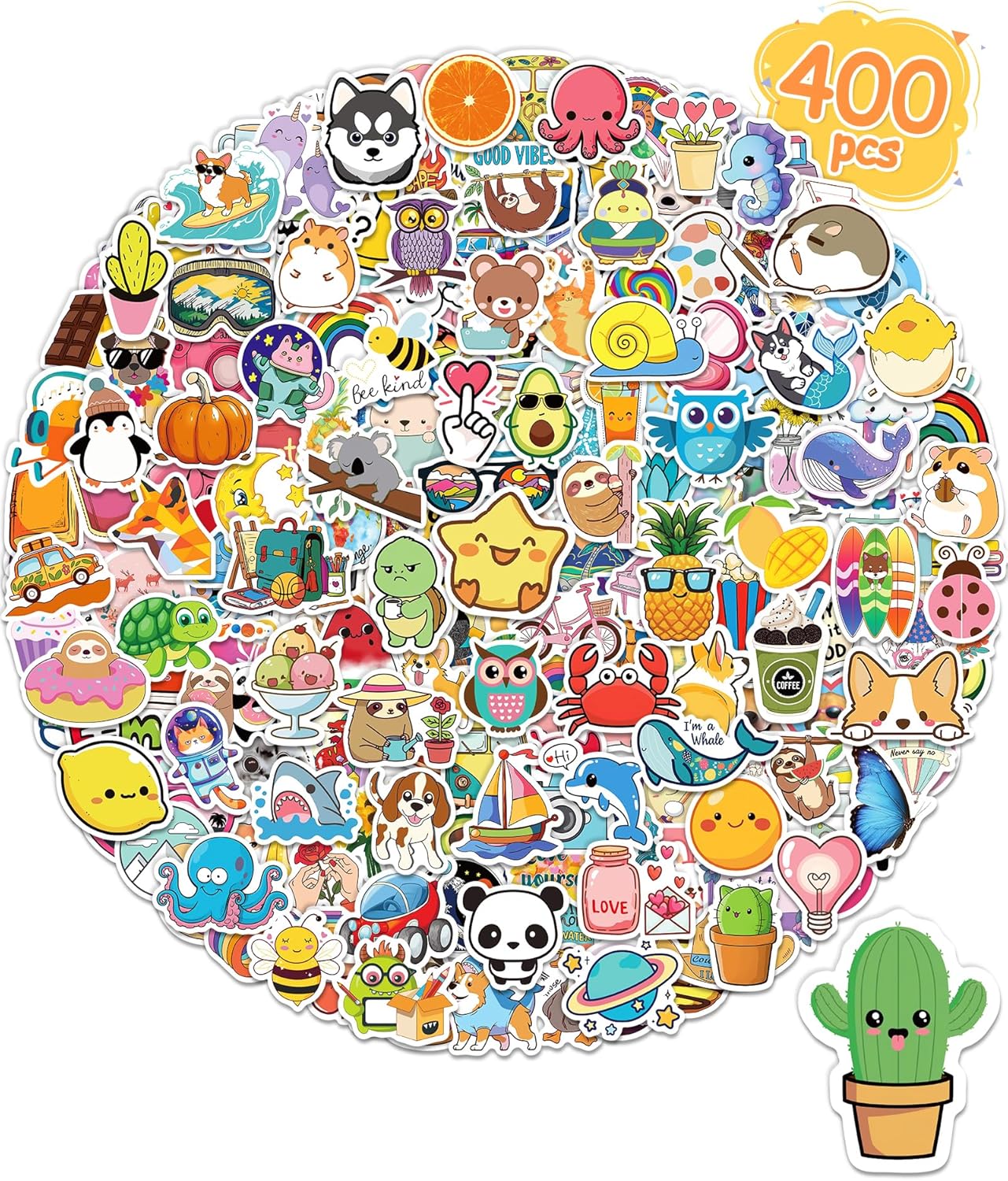 300 Pcs Stickers for Kids, Cute Water Bottle Vinyl Waterproof Laptop Stickers for Students Gifts School Supplies Classroom Teacher Prizes Stocking Stuffers Sticker Pack for Kids Girls Teens