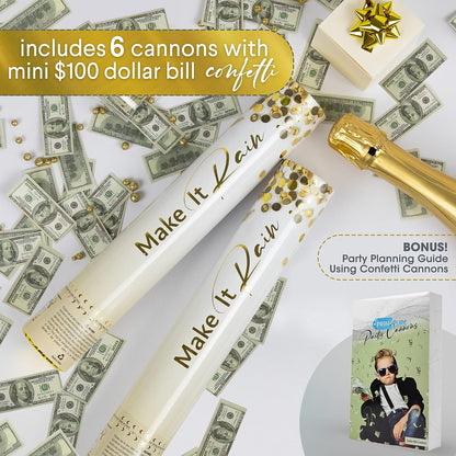 PrimePure Confetti Cannon Party Poppers - Holographic Silver Stars Confetti Popper - 2 Pack - Party Cannon Silver Glitter Star Pop Gun for Birthday, Wedding, Graduation, Celebration, Pranks