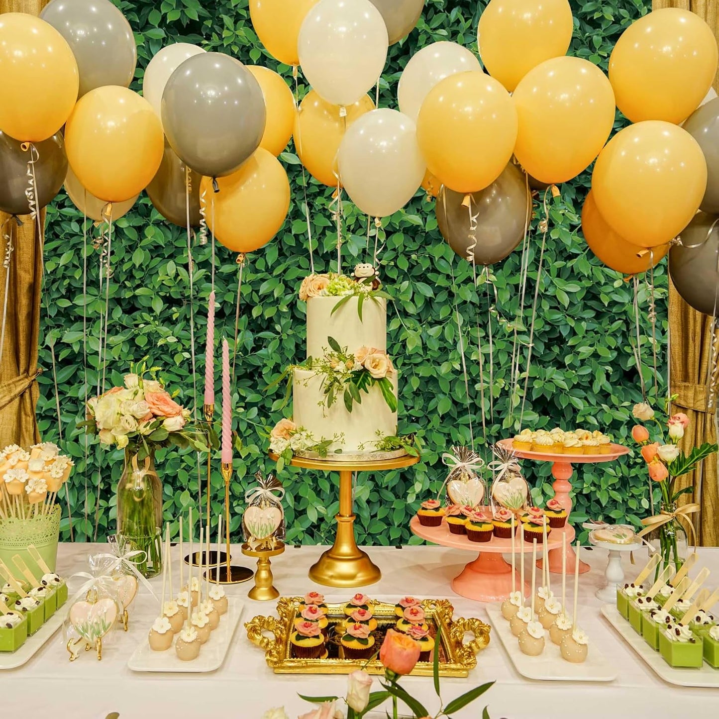 Green Leaves Backdrop - Nature Greenery Polyester Photography Background for Birthday Wedding Decor Soft Fabric Wall Banner | Baby Shower, Safari, Dinosaur Theme Photo Booth(7x5ft)