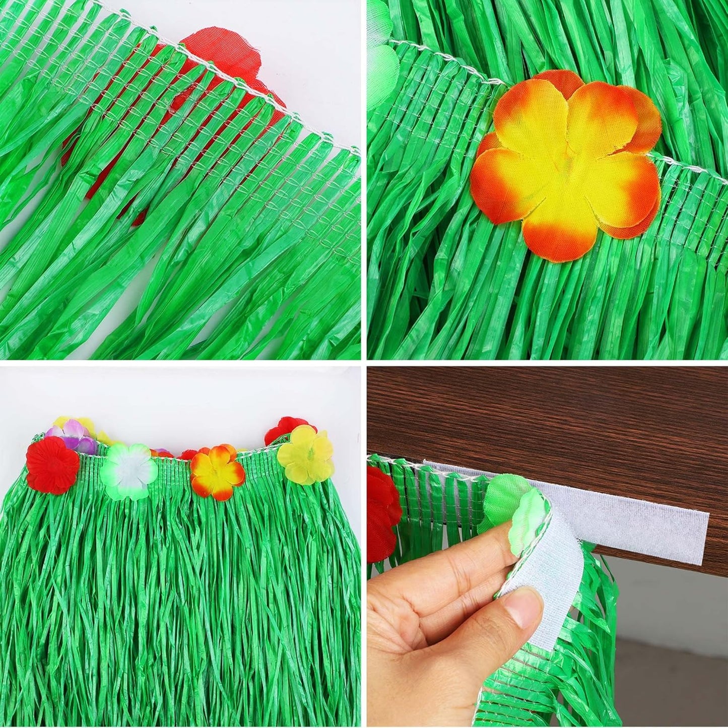 Fovths Luau Grass Table Skirt Natural 9 Feet x 29.5 Inch Hawaiian Table Skirt for Tropical Hawaiian Party Decorations Luau Costume Party, Straw Yellow