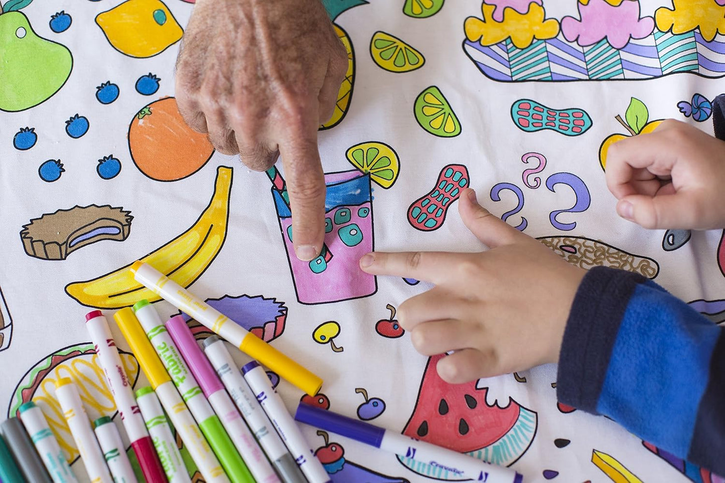 Animal Fun Design – Square Tablecloth 60”X60” – Interactive Coloring Tablecloth for Kids - Poly/Cotton Fabric – Washable and Reusable – DIY Activity for Children and Adults