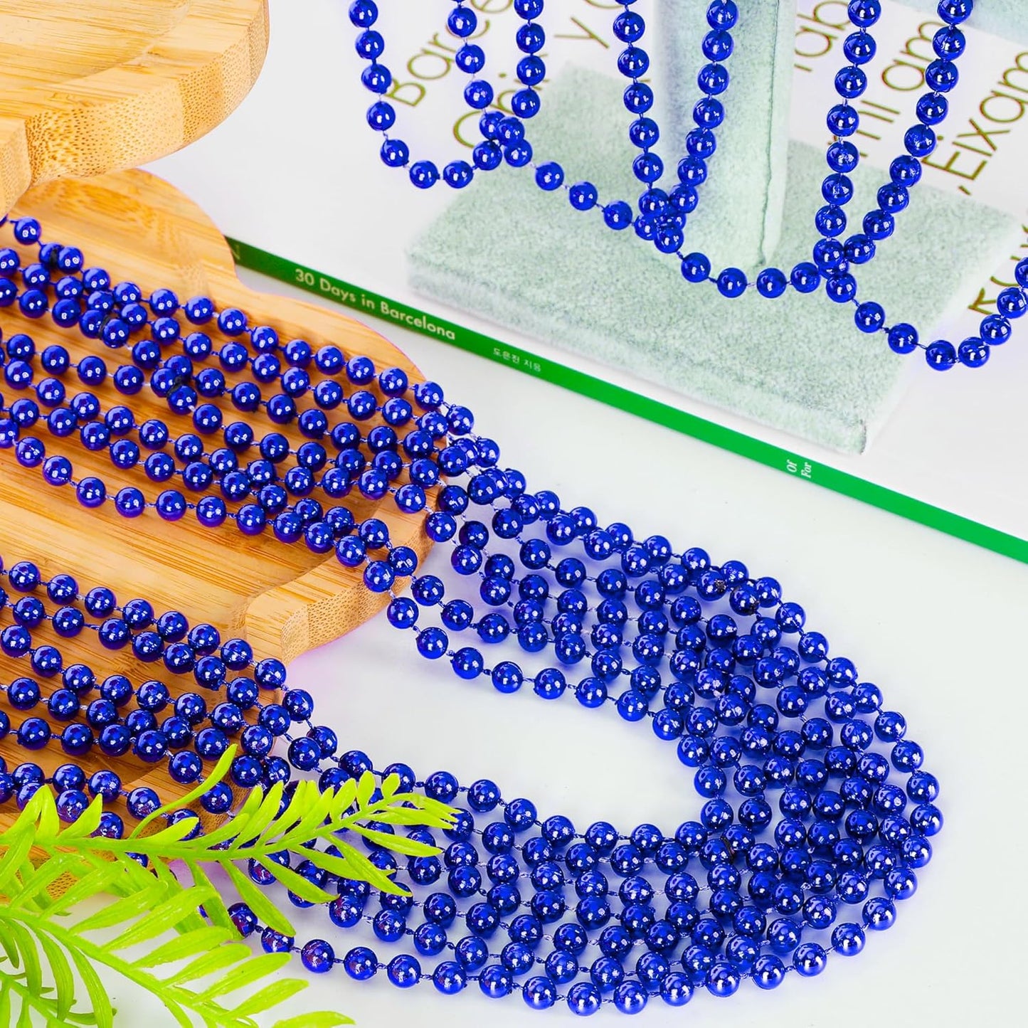 EOBOH 144PCS Mardi Gras Beads, Metallic 12 Kinds Bead Necklace Party Supplies, 33" Mardi Gras Necklace Costume Stuff, Festival Parade Throw Accessories for Wedding Birthday Celebrations Decorations