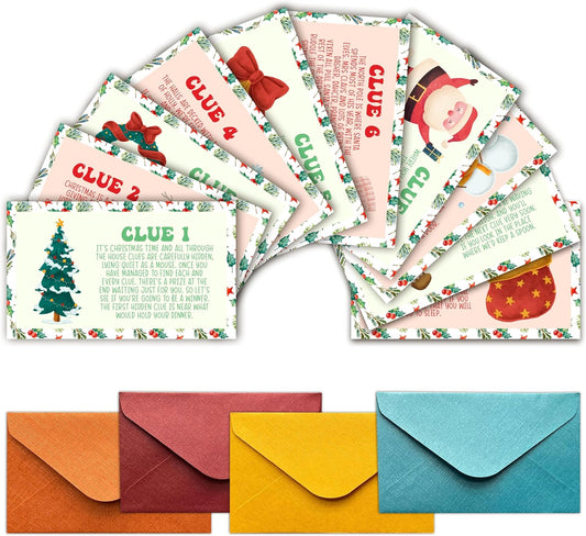 Christmas Scavenger Hunt Game, Christmas Games for Family Treasure Riddle Hunt Game Activities, Christmas Indoor Outdoor Party Games Supplies Activities for Family Friends Gamer, A004