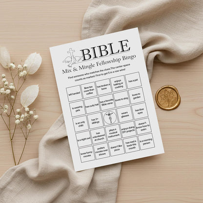 Bible Fellowship Bingo Cards, 25 Unique Sheets, Bible Bingo for Church Groups, Engaging Christian Games, Fun Bible Games Activity for Youth and Adults