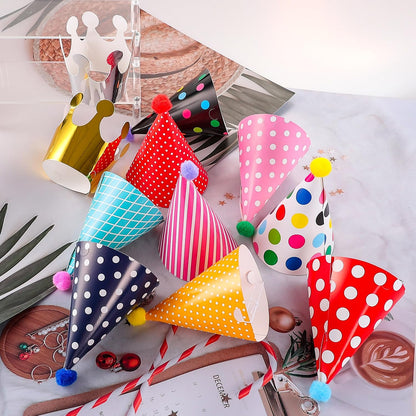 Mini Party Cone Hats for Stuffed Animals - Assorted Birthday Hats for Dolls Dogs Cats Rabbits Puppies Pet Toys