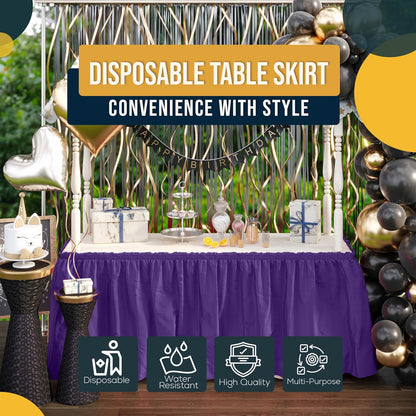 Exquisite Ruffle Table Skirt Black 6 Pack 14 Ft Long Table Skirts for Rectangle Tables 6ft Plus or Round Tables Skirts with Adhesive Strip for Gender Reveal Decor & Happy Birthday Parties