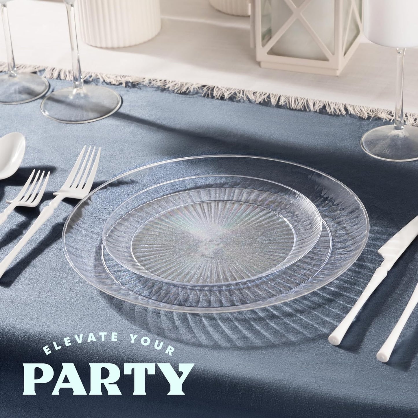 PLASTICPRO 30 Pack Crystal Like Clear Disposable Plastic Plates Dinner Dishes 6 ounce Bowls for Special Occasions Parties