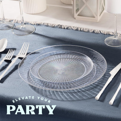 PLASTICPRO 30 Pack Crystal Like Clear Disposable Plastic Plates Dinner Dishes 6 ounce Bowls for Special Occasions Parties