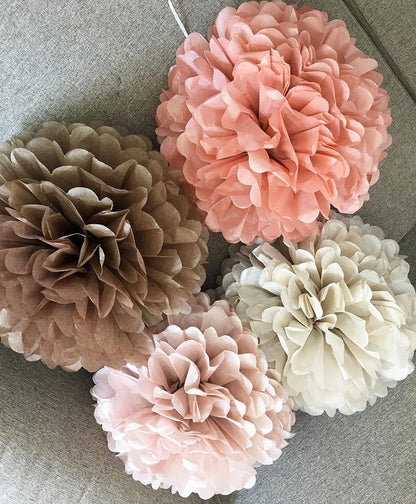 20-Piece Tissue Paper Pom Poms - Hanging Decorations Tissue Paper Flowers for Bridal Wedding Shower Bachelorette Birthday Engagement Party (Burgunday + Boho Green)