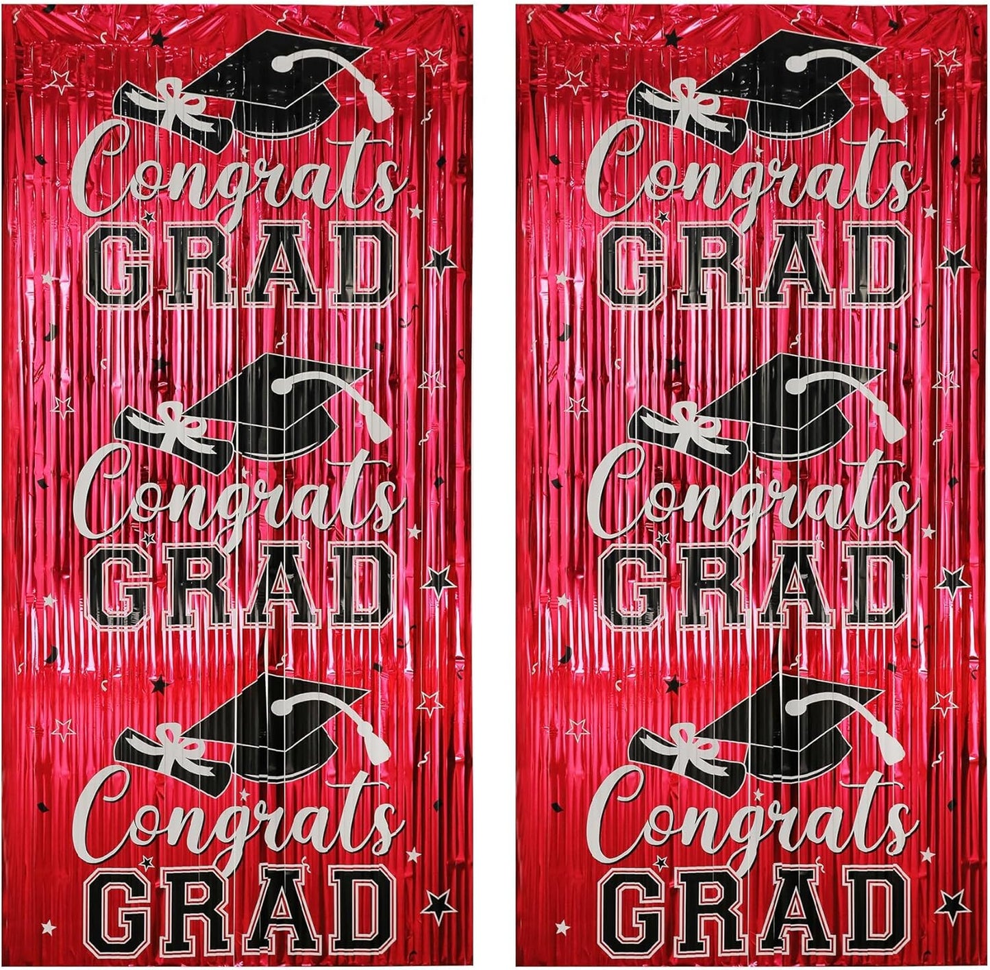 Gradution Party Suppiles Backdrop Decoration 2026, Claas of 2026 Streamer Tinsel Foil Fringe Curtains, Photo Booth Prop Backdrop, Black Grad Photo Backgrounds