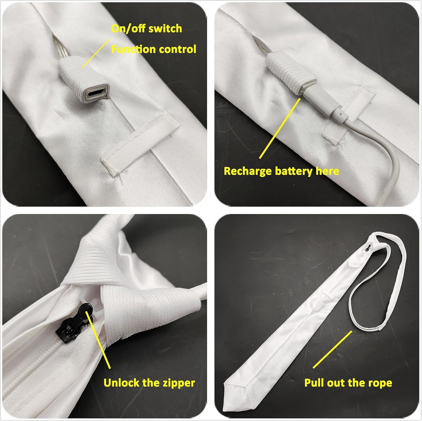 LED Neck Ties for Men Party Fiber Optic Light Up Necktie Bar Rave Funny Glow Clothes Accessories for Adults Women