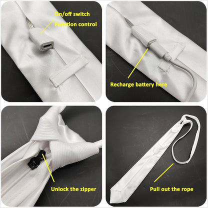 LED Neck Ties for Men Party Fiber Optic Light Up Necktie Bar Rave Funny Glow Clothes Accessories for Adults Women