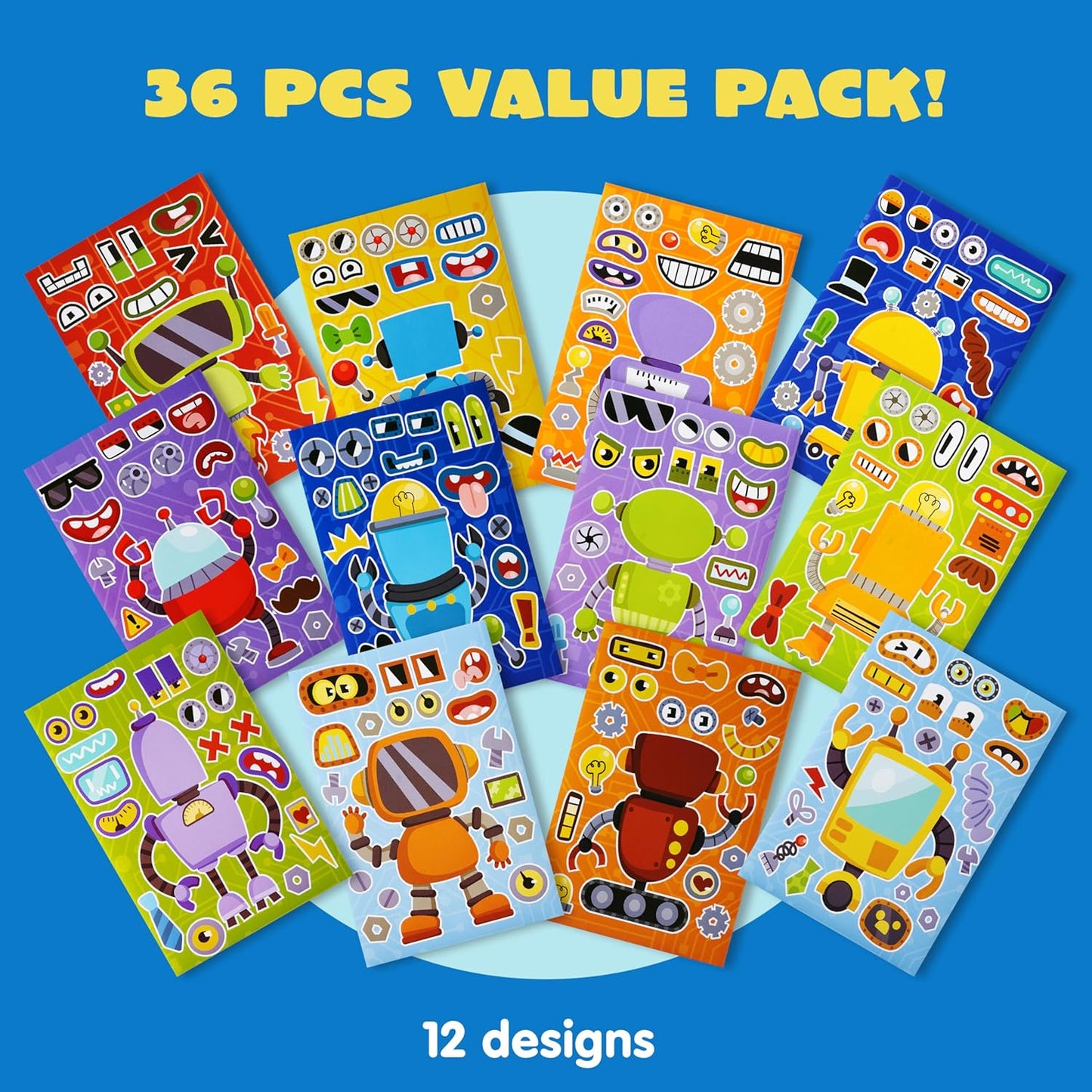 JOYIN 36 Sheets 9"x6" Make a face Stickers for Kids, Make Your Own Animal Stickers with Unicorn, Dinosaur, Sea and Safari Animals, Crafts Birthday Party Favors, Goodie Bags Classroom Activities